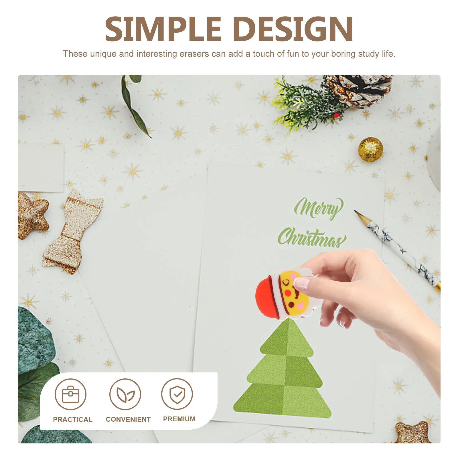

6 set 6 Sets Christmas Themed Mini Cartoon Xmas Erasers Cute Portable Pencil Erasers For Daily Use Small Household Party Favors