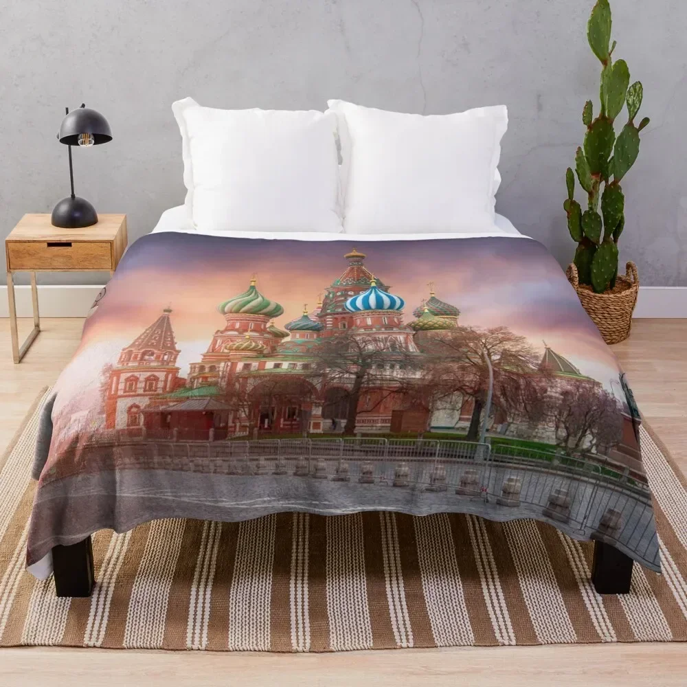 

Saint Basil's Cathedral in Moscow, Russia Throw Blanket Quilt Sofa Throw Blankets