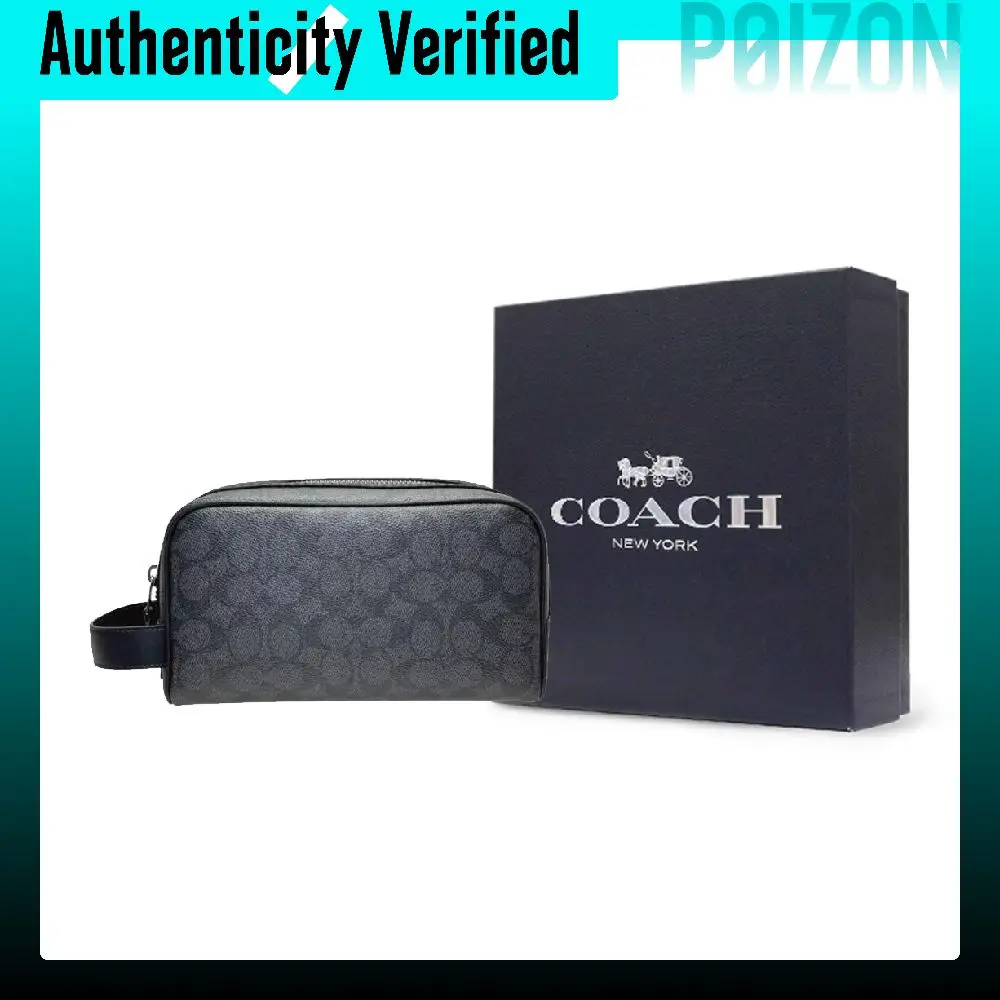 COACH Travel Kit Coated Canvas With Calfskin Travel Organizers Trumpets Men's Black CAR15-QBMI5 view 3