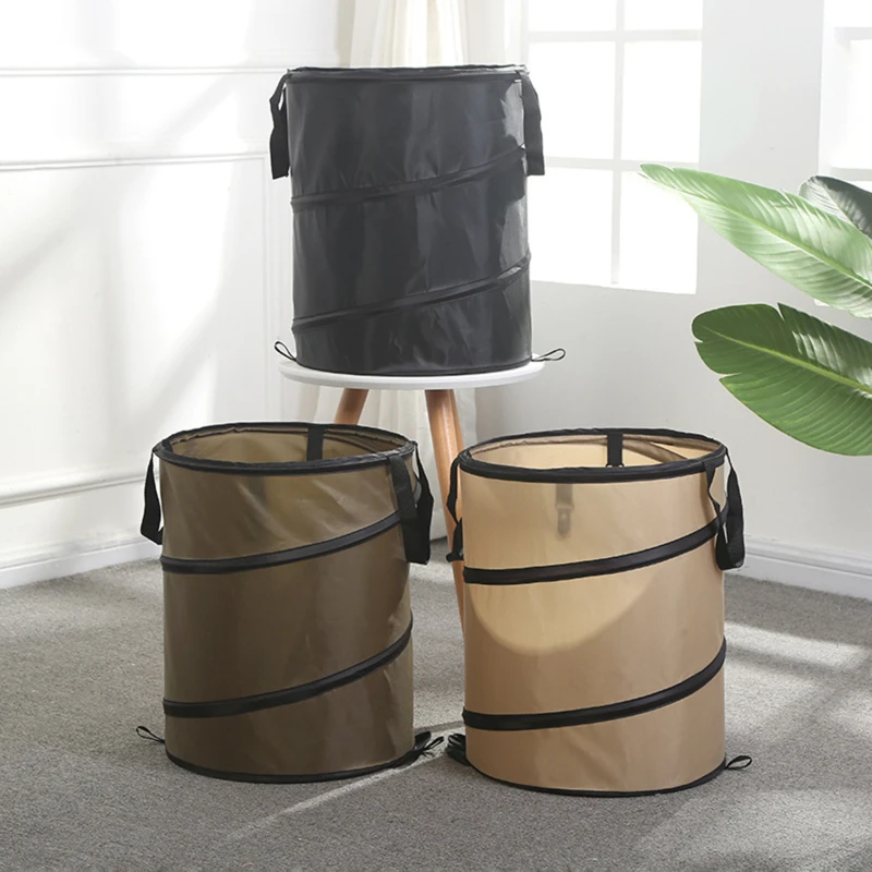 Garden Trash Can Folding Trash Can Garden Storage Fallen Leaves Storage Outdoor Trash Can Oxford Cloth Large Capacity Weed Bags