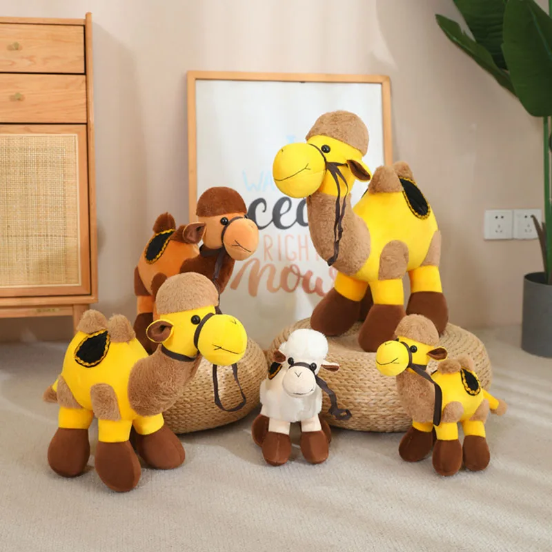 

30~50cm Two-humped Camel 3 Colors Plush Toy Stuffed Brown White Yellow Desert Animal Pillow Decor Plushie Men Gift