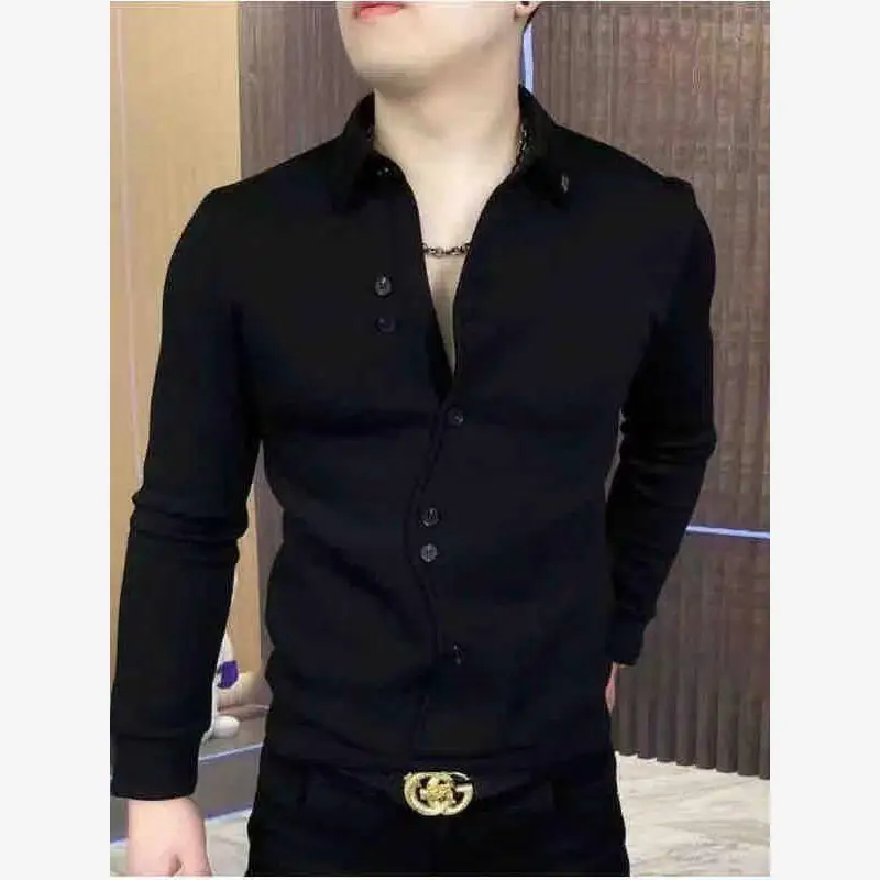 

Мужская толстовка с длинным рукавом на осень 2025 года: роскошный однотонный дизайн, европейские товары, полиэстер, вискоза, спандекс