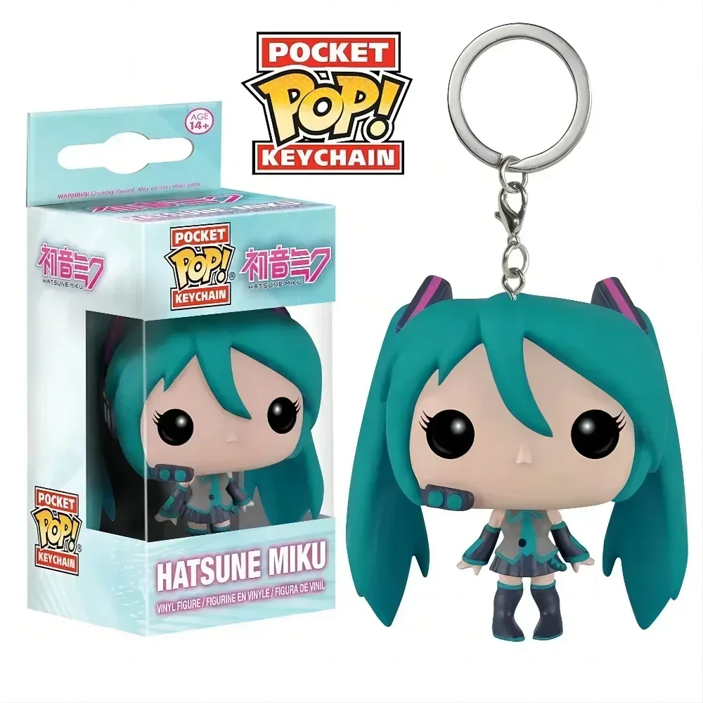 Random One Anime Pocket Pop Keychain Toy Hatsune Miku Keychain Action Doll Toy Keychain Vinyl Doll Children's Christmas Toy