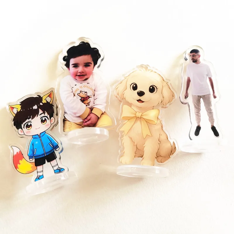 Custom 11-15CM Acrylic Standee Clear Anime Cartoon Personalized Figures Stand Pretty Pet Photos Table Standing Holder