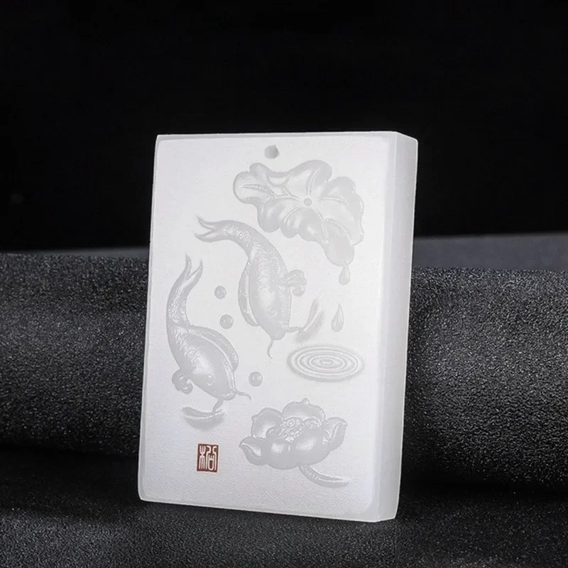 

Chinese Natural White Jade Hand-carved Goldfish Jade Pendant Fashion Boutique Jewelry Men and Women Necklace Gift Accessories