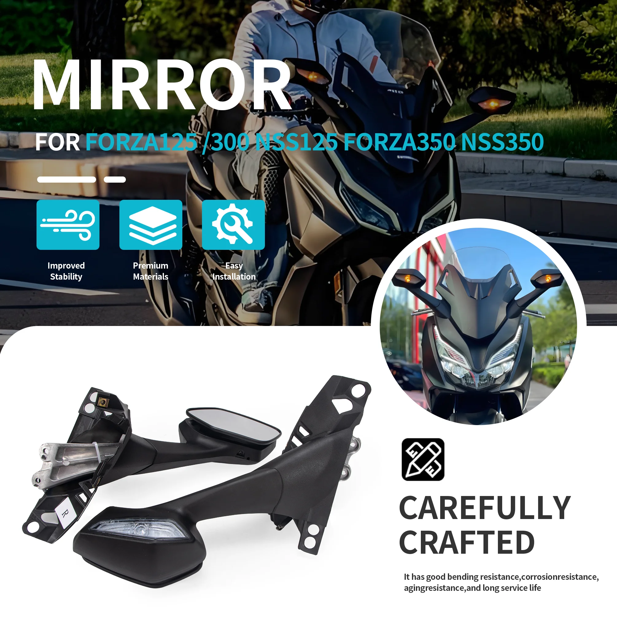 Fit for 2018 - 2022 HONDA FORZA 125 300 350 Motorcycle  NSS125 NSS350 NSS300 2021 20 Rearview Mirror Complete Rear View Mirrors