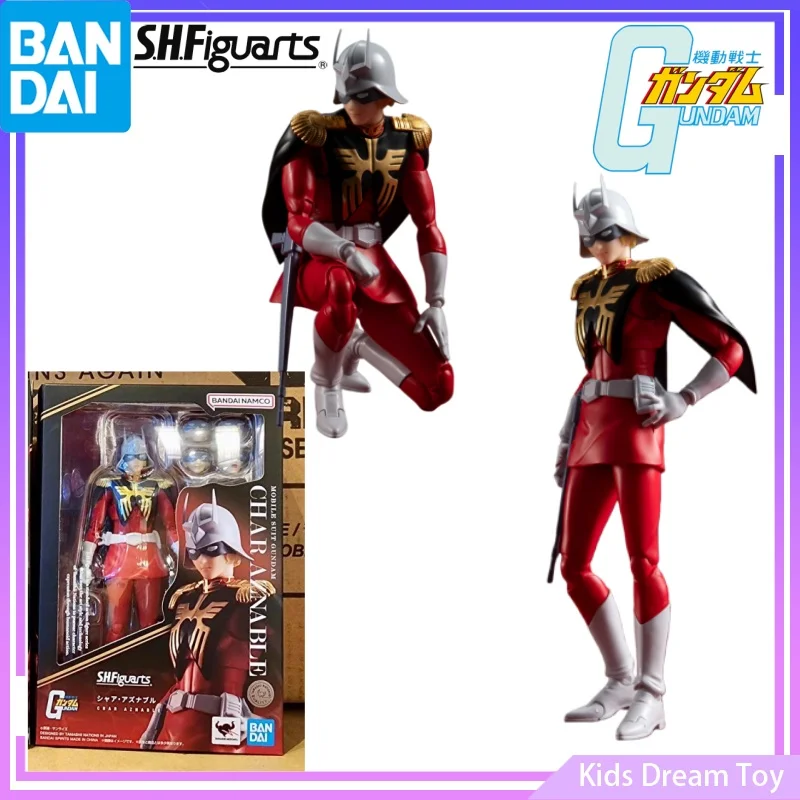 Bandai en Stock Original S.H.Figuarts traje móvil GUNDAM figuras de Anime-CHAR AZNABLE-figuras de acción juguetes coleccionables modelo regalo