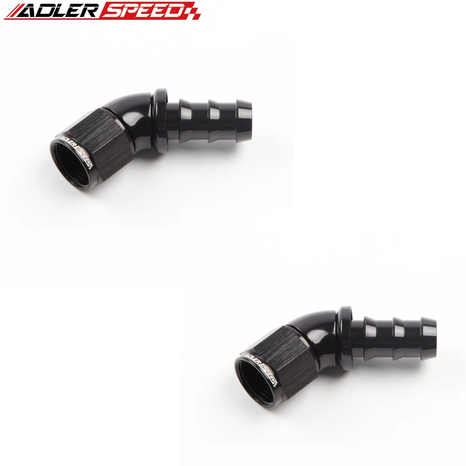 2PCS Universal 45/90Degre AN8 8AN AN10 10AN Full Flow Oil Fuel Hose Fitting Push-Lock Push On Hose End Aluminum