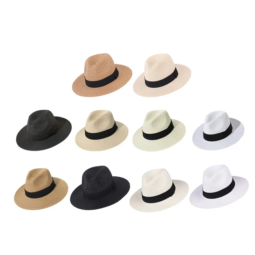 Summer Unisex Sun Shading Straw Hat for Men and Women, Fashionable Sun Protection and UV Protection Straw Woven Panama Hat