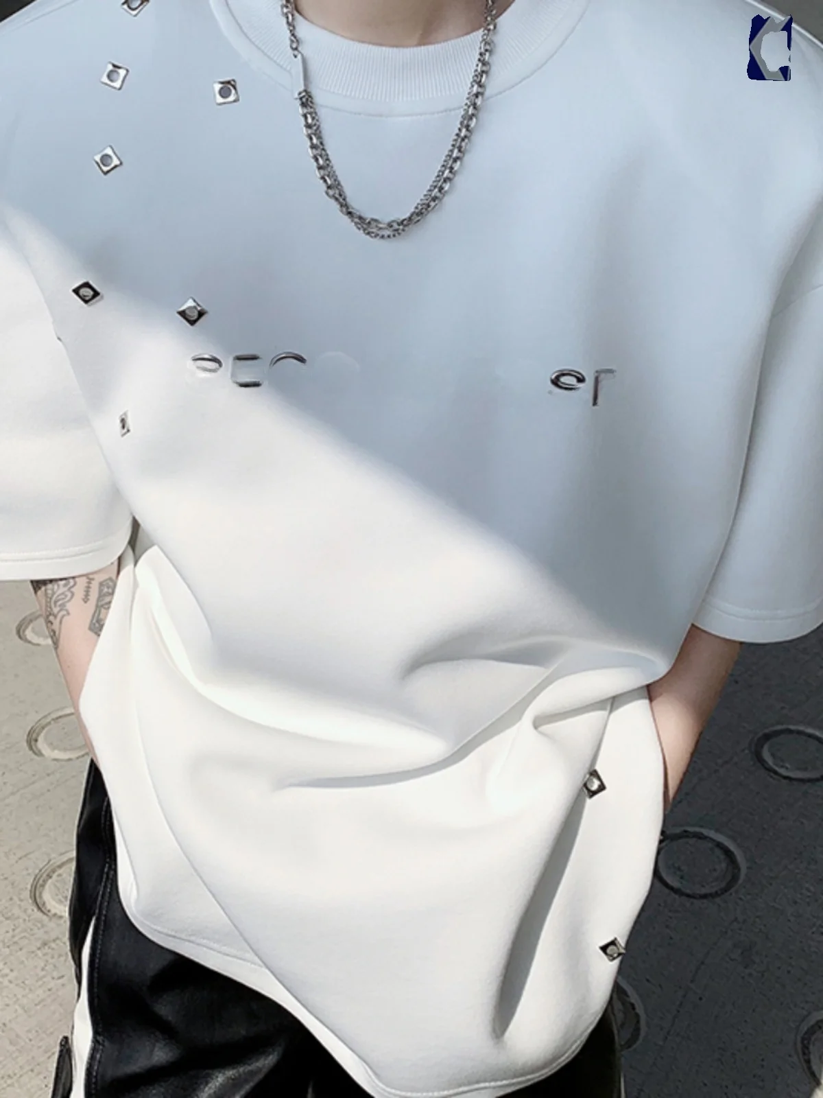 American High Street Ratchet Design Letter Print Padded oulder ort Sve Base T-irt ex f Sve Loose Top