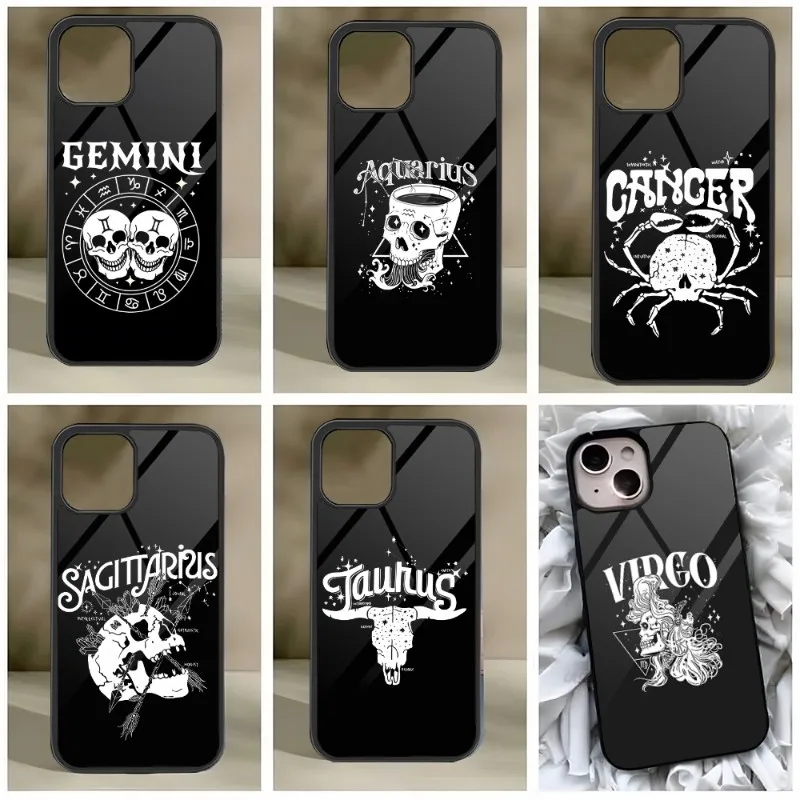 Gothic Aries Libra Pisces Virgo Capricorn Aquarius Phone Case PC+TPU For Iphone Apple 12 Pro Max 14 13 11 Mini Plus Xs XR Cover