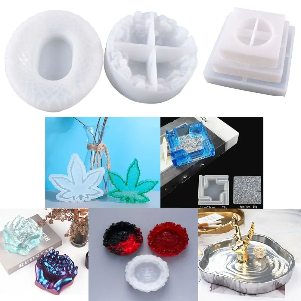 2024 Tray Molds for DIY Jewelry Storage Plate Epoxy Clay Craft Making Cement Casting Mould Art Ashtray Coaster Soap Resin Mold