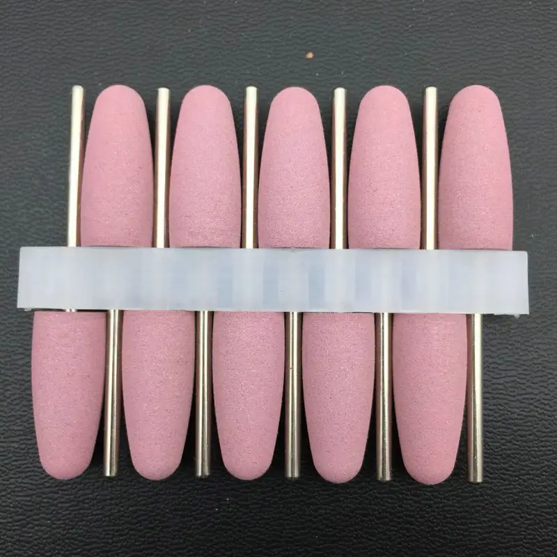 10 Stks/set 2.35Mm Rubber Siliconen Nagel Boren Grote Kop Bit Nagel Buffer Molens Voor Manicure Pedicure Cuticula Clean Tools