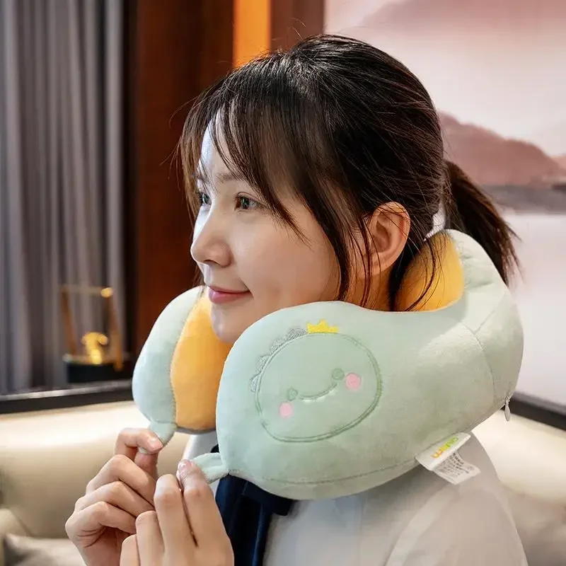 Cartoon u-shaped pillow neck long-distance travel neck  airplane car portable cervical spine