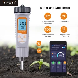 Yieryi Tuya Tester gleby EC/TDS/CF/Temp 4 w 1 inteligentny analizator wody rejestrator danych i składników odżywczych dla hydroponiki do sadzenia ogrodu