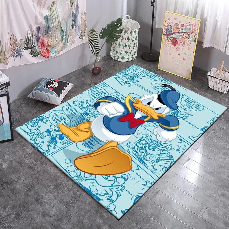 Alfombra con patrón de Donald Duck Disney para el hogar, sala de estar, dormitorio, sofá, felpudo, juego para niños, decoración, alfombra antideslizante, regalo