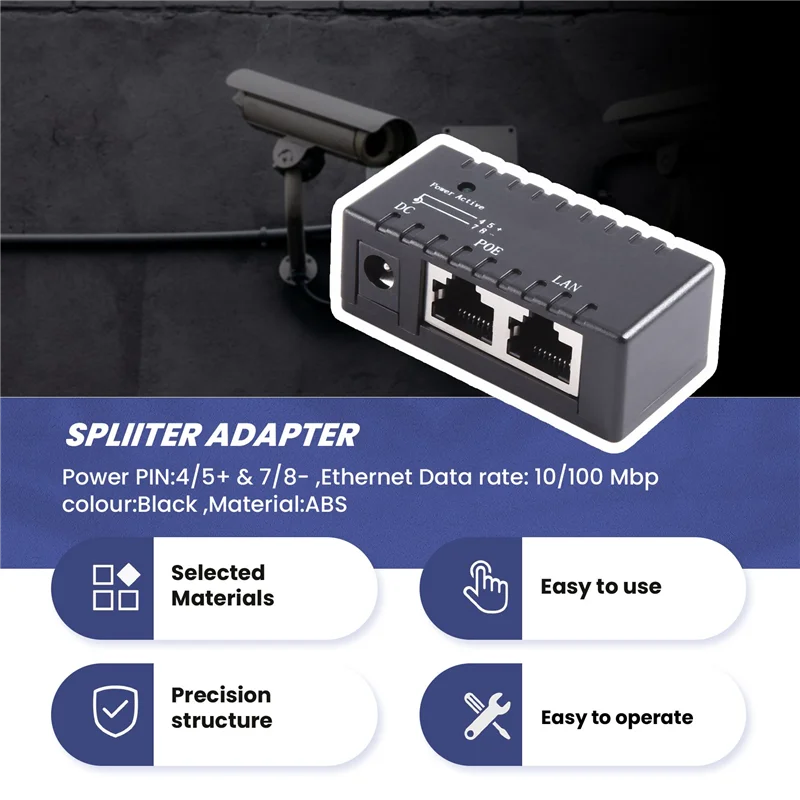 Poe Splitter Poe Injector Rj45 Dc 5.5Mm X 2.1Mm Input Passive Poe Injector Splitter Adapter Connector For Ip Network Camera-ABWO