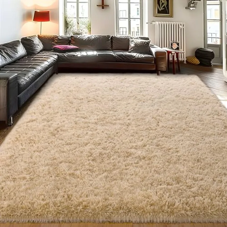 

10x14 Large Area Rugs for Living Room Ultra Soft Beige Big Shag Rug for Bedroom Nursery Modern Fluffy Plush Carpet for Girls Bo