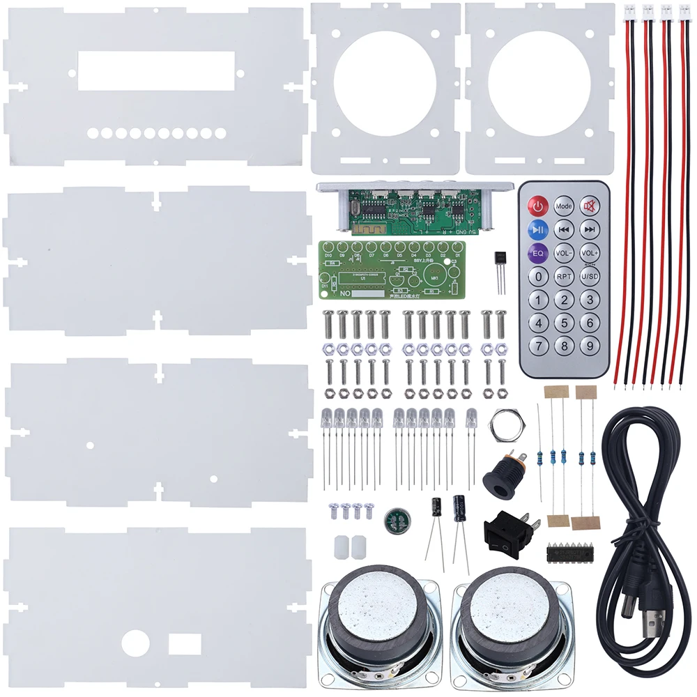 DIY Electronic Kit Bluetooth-Compatible 5.0 Speaker Music Spectrum Soldering Practice LED Flashing 2*3W Power Amplifier