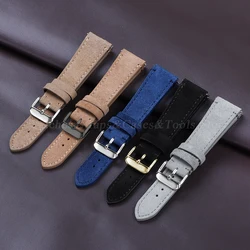 Genuine Suede Leather Watch Strap Vintage Brown Band 20mm 22mm for Omega for Seiko Quick Release Men Women Wristband Accessories