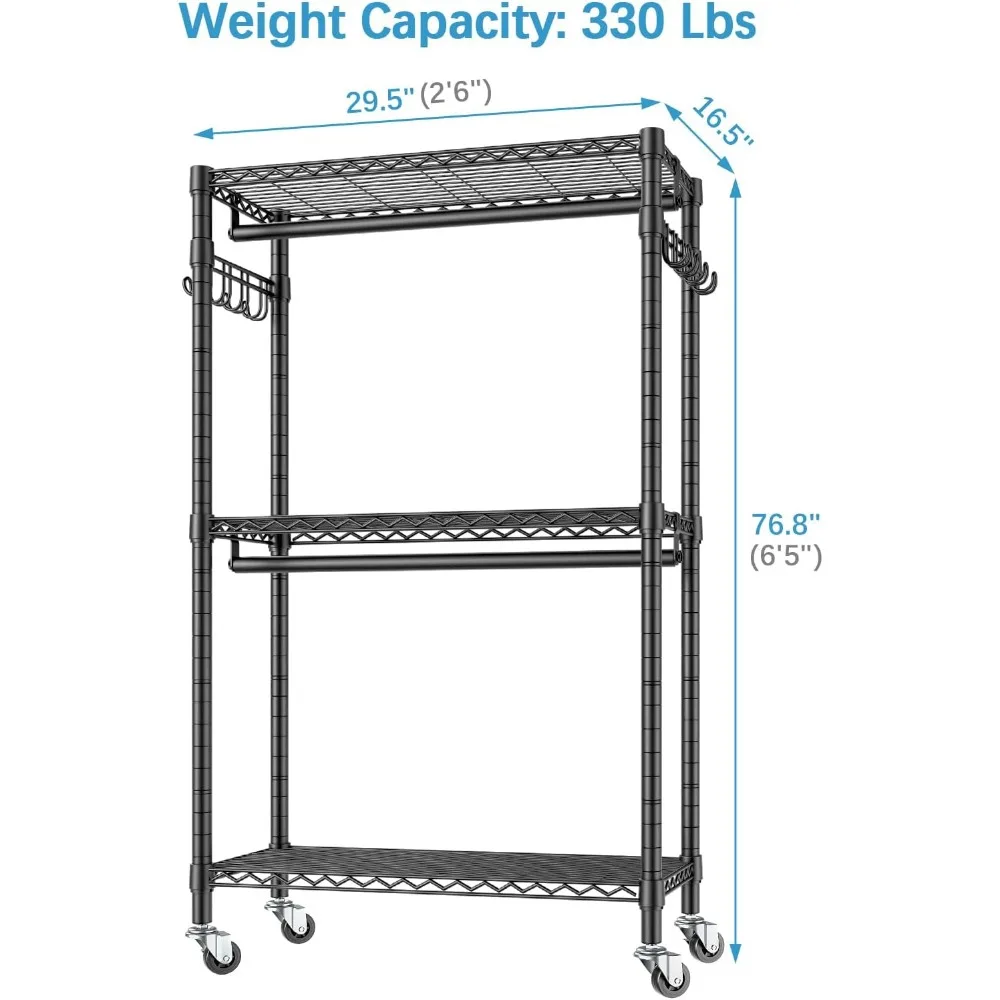 Rack de roupas de rolamento médio Rack de roupas resistente para pendurar