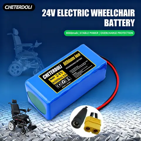 Paquete de batería de iones de litio 24V 8Ah (8000mAh) 7S3P 18650 + cargador de 29,4V 2A - Para reemplazo de energía de silla de ruedas.