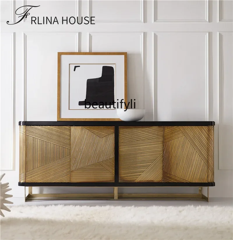 

A44 American light luxury TV cabinet, post-modern small apartment living room, high entry hall, solid wood decorative cabinet