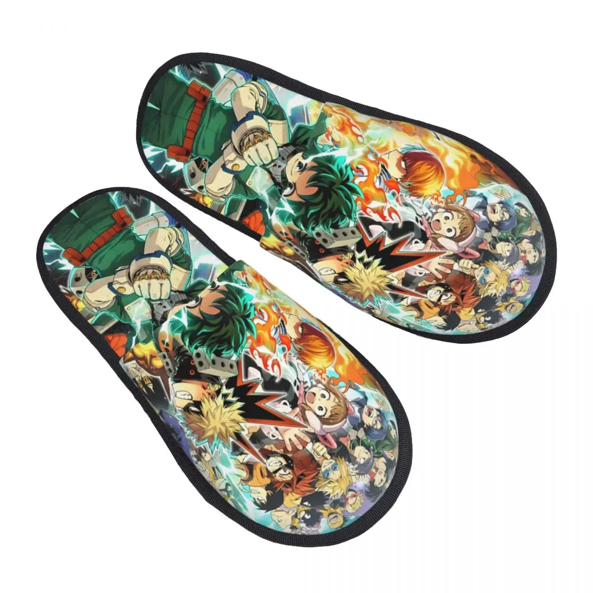 

My Hero Academia House Slippers Anti Slip Anime Soft Household Fur Slides Slippers Living Room