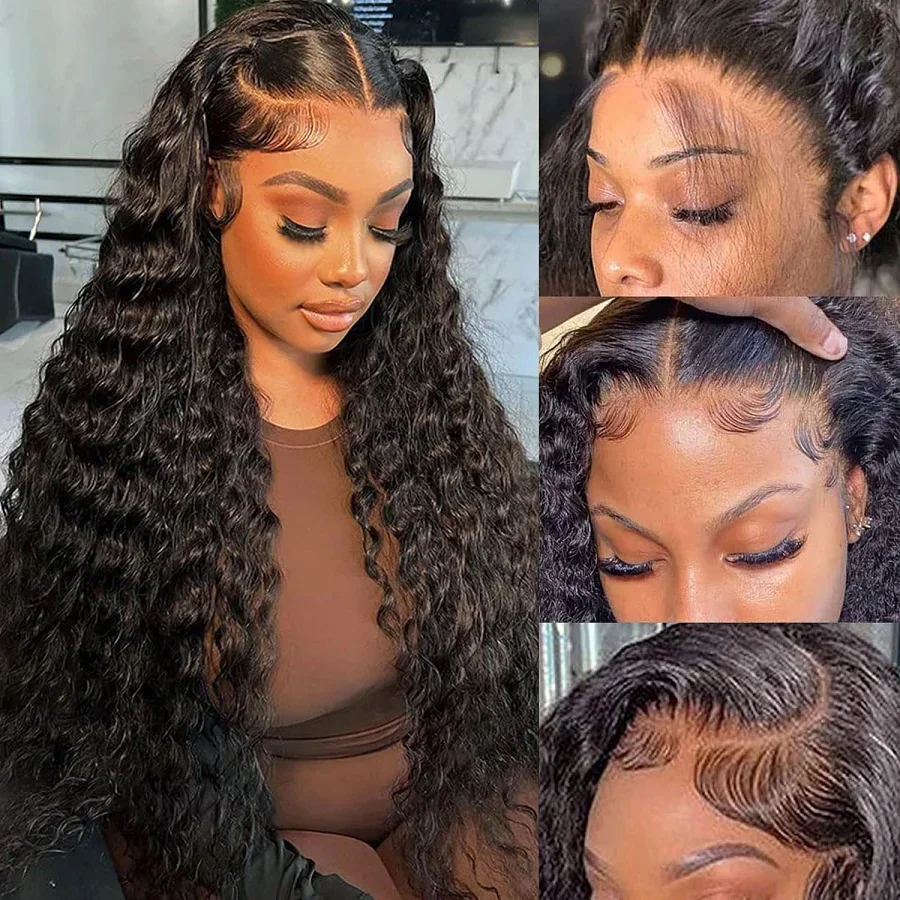 Deep Wave Bundles Human Hair with Closure 4x4 13x4 HD Lace Brazilian Remy 100% Human Hair Curly Bundles Hair Weave Extensions