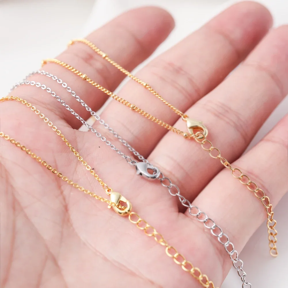 2Pcs Real Gold Plated Satellite Beaded Chain Necklace Cute Dainty Thin Chain Hypoallergenic Nickel Free Women Jewelry Making