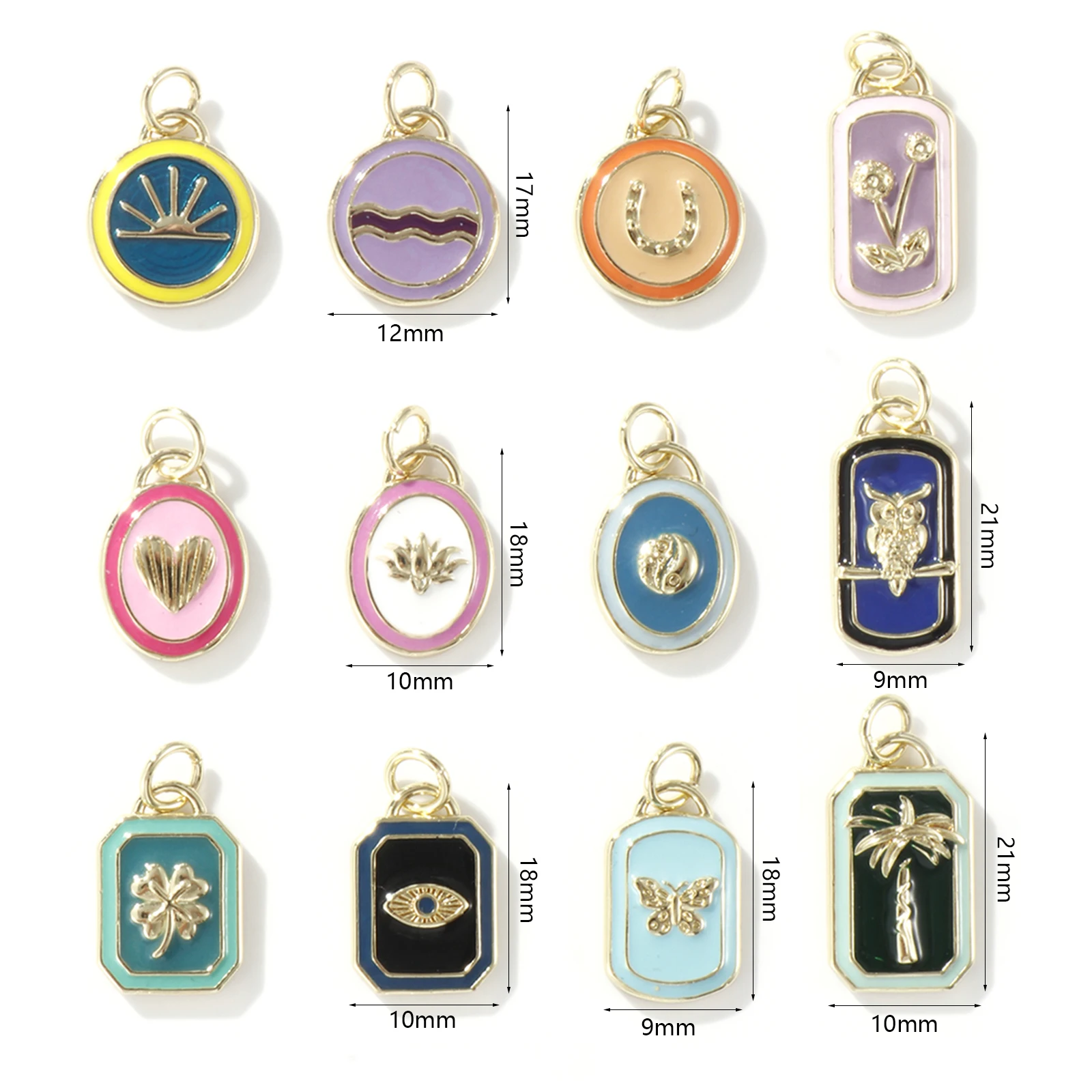 النحاس هندسية المينا سحر لصنع المجوهرات 18K الذهب الحقيقي مطلي متعدد الألوان البيضاوي جولة القلب قلادة قلادة Findings بها بنفسك النتائج