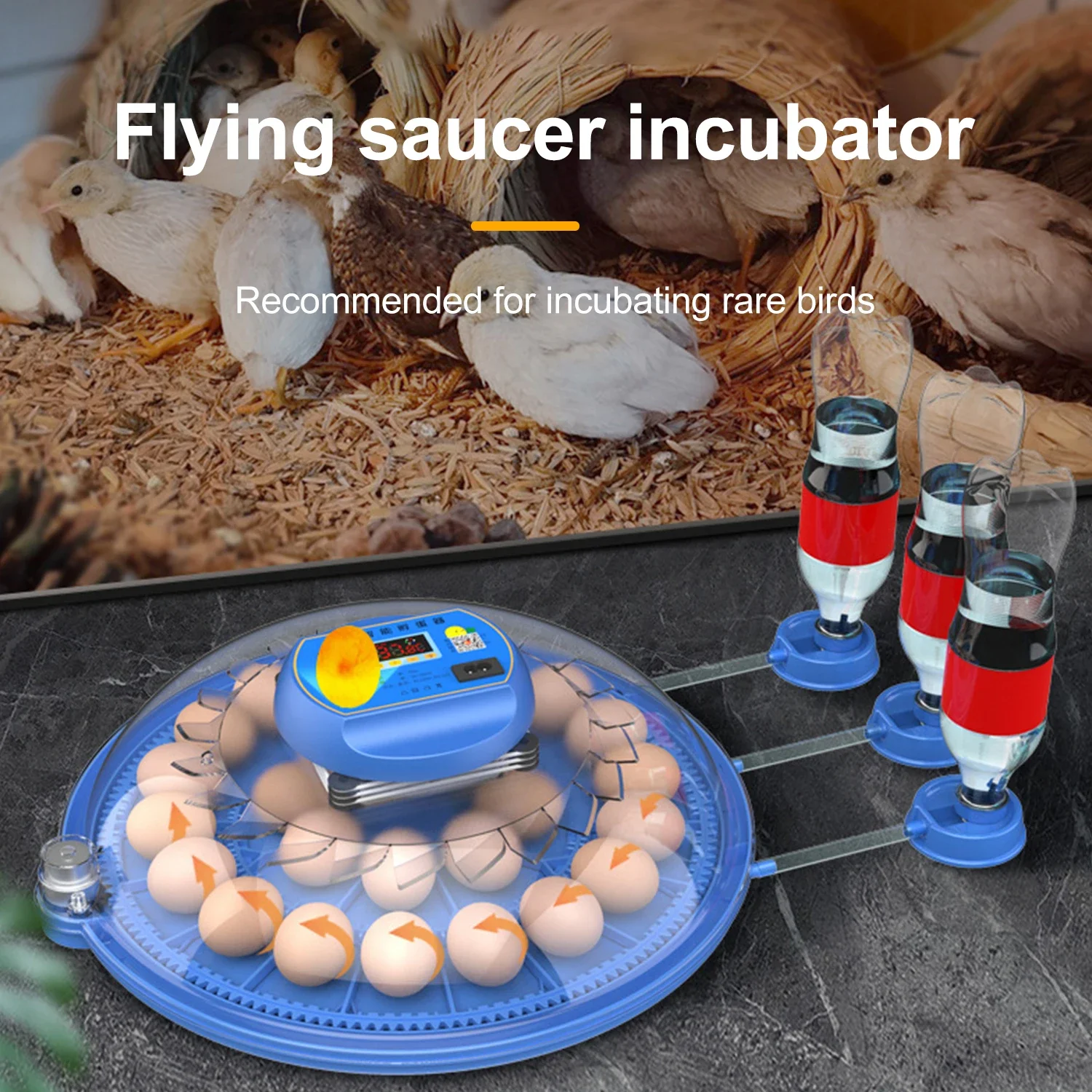 8/26/52 Eggs Incubator Small Round UFO incubator With Full Automatic Water Ionic Waterbed Replenishment And Temperature Control