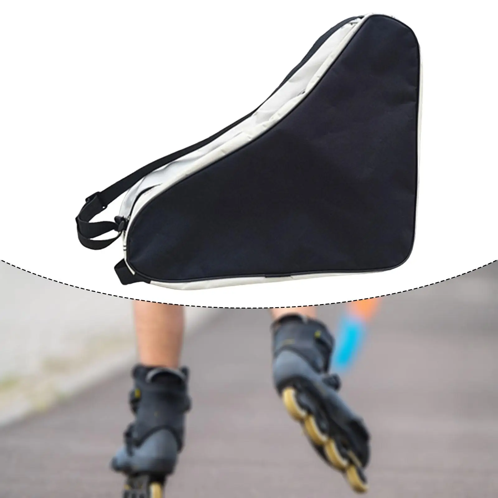 حقيبة تزلج دوارة مع حزام كتف قابل للتعديل، تخزين أكسفورد كبير مقاوم للماء للتزلج على الجليد والسفر والاستخدام في الهواء الطلق