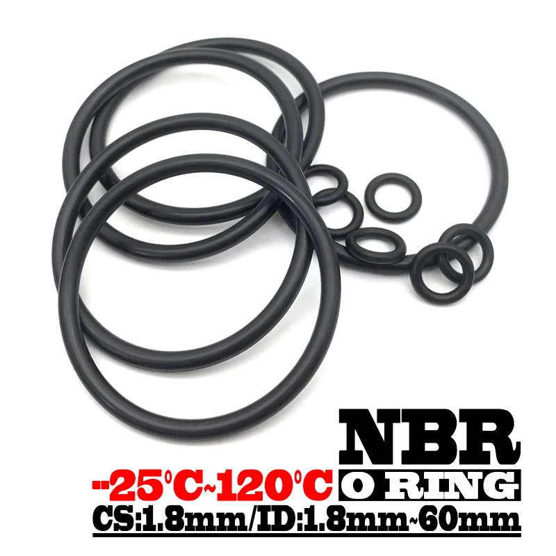 

20Pcs CS 1.8mm ID 1.8mm~60mm Air Compressor & Tool Repair NBR O-Ring Nitrile Seal, Resists Lubricating Oils, Long Service Life
