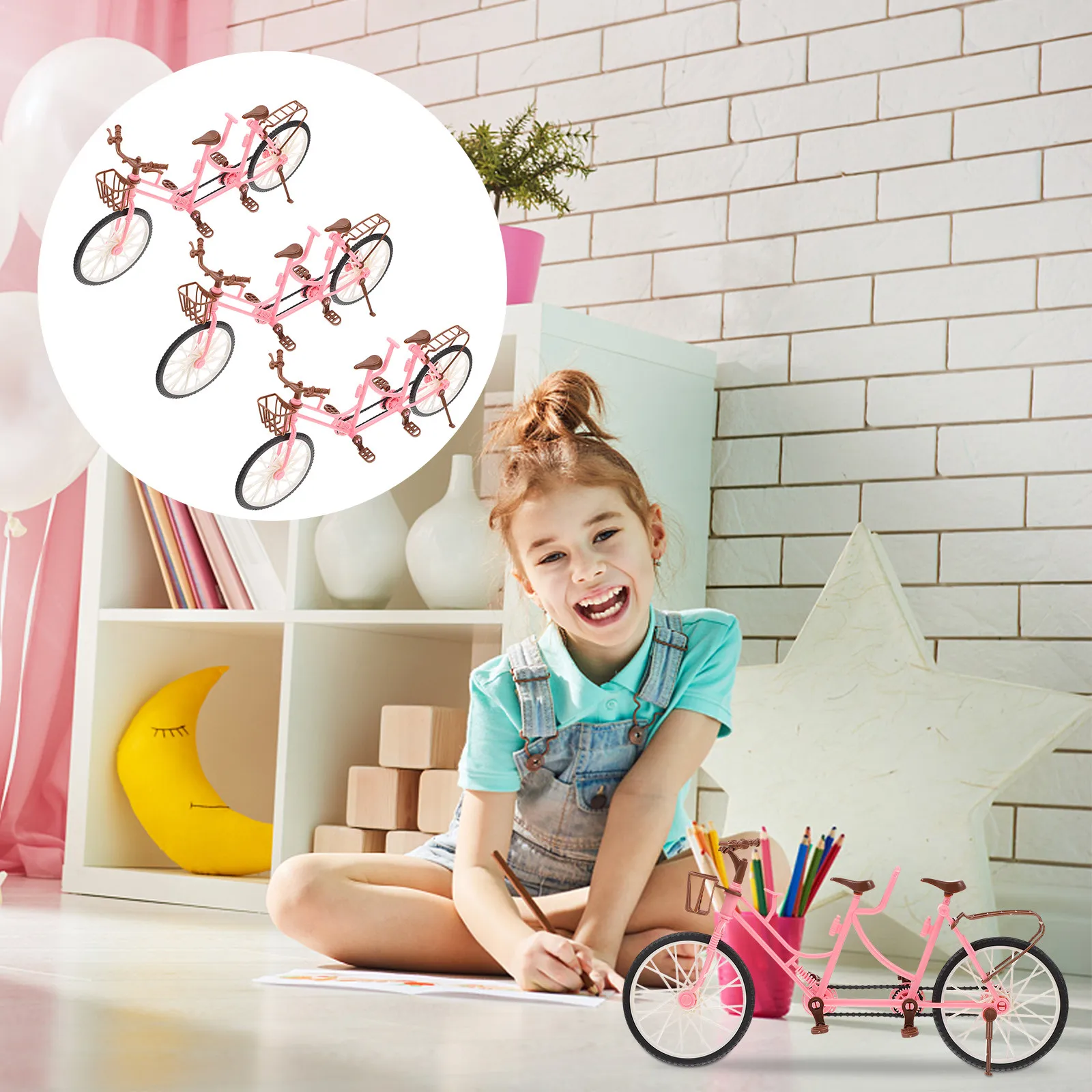 

Набор из 3 мини-велосипедов для двоих, развивающие игрушки для совместных игр родителей и детей, декоративные настольные велосипеды