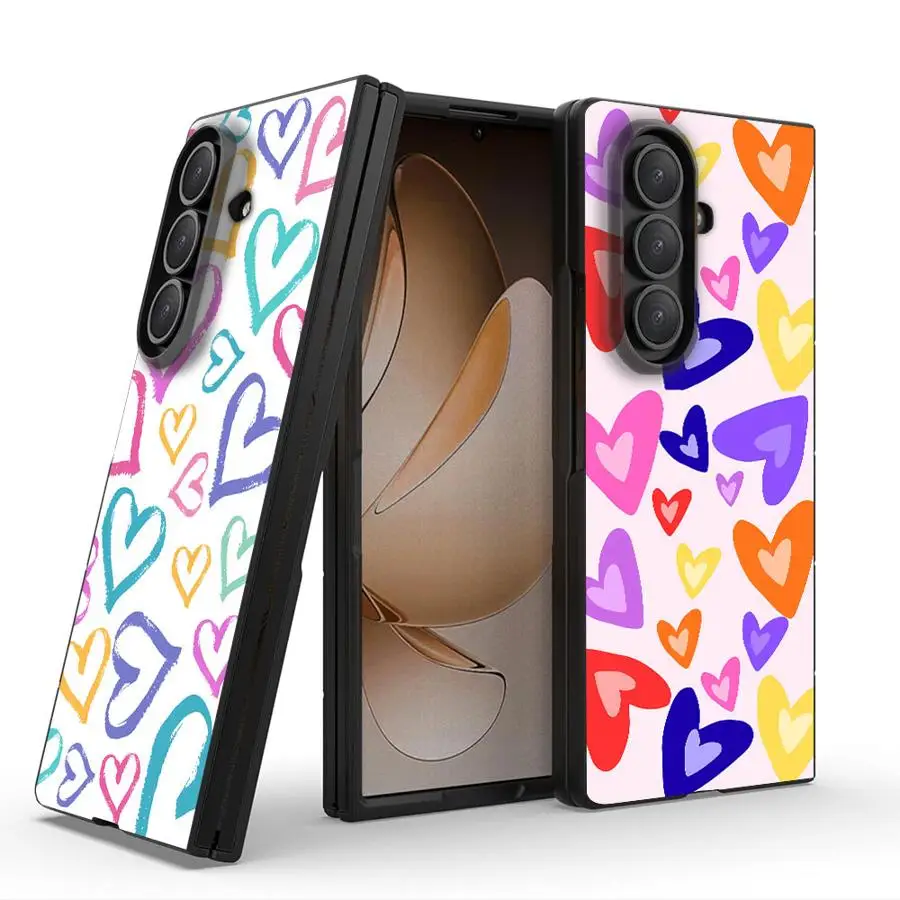 Rainbow Colors Heart Phone Shell Case for Samsung Galaxy Z Fold 8 Ultra ZFold7 Z Fold 7 6 3 ZFold5 ZFold4 ZFold6 Z Fold8Ultra