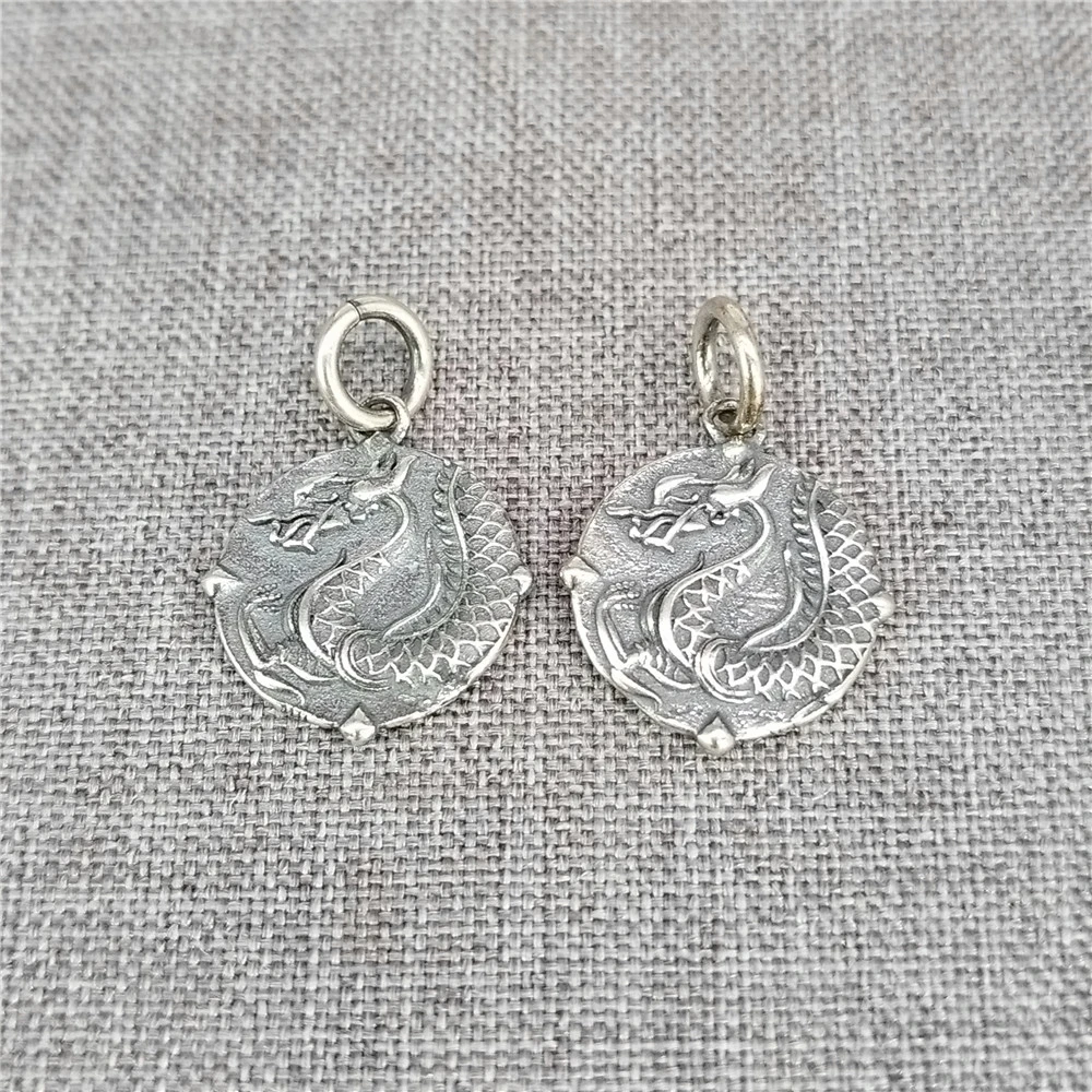 

2pcs of 925 Sterling Silver Dragon Charm Chinese Loong Animal Pendant for Necklace Bracelet 15mm