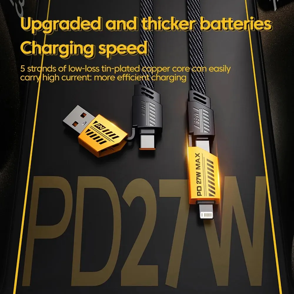 4 in 1 PD 65W 27W USB Cable Type C Dual Connector Lighting Mecha Style Fast Charging USB C Cable For iPhone 15 Samsung Xiaomi image 5