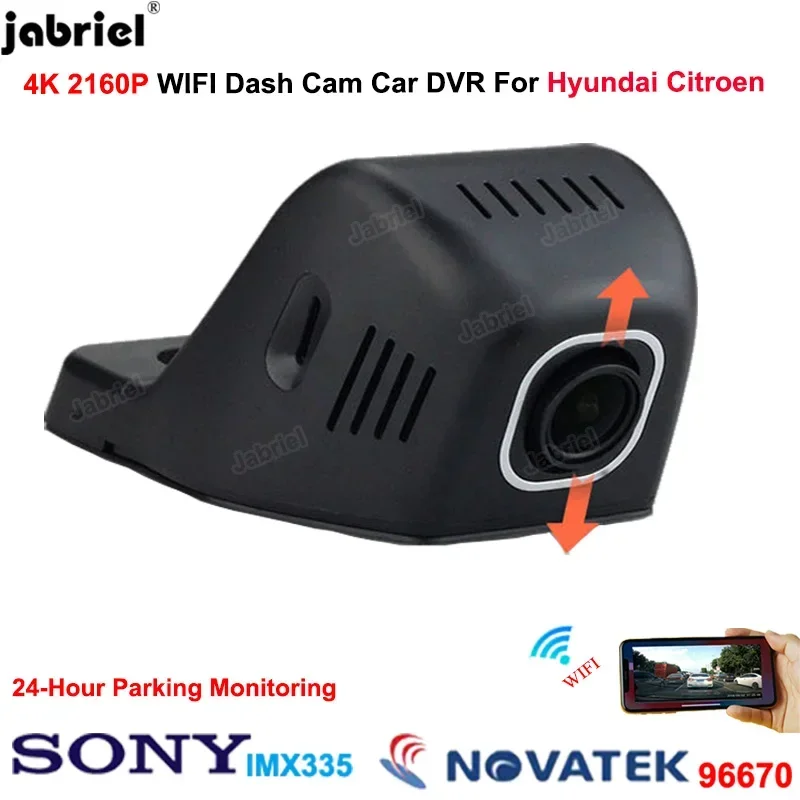 4k 2160p wifi traço cam carro dvr para hyundai solaris tucson kona ioniq staria bayon i20 i30 i40 elantra para citroen c4 c5 c3 ds5