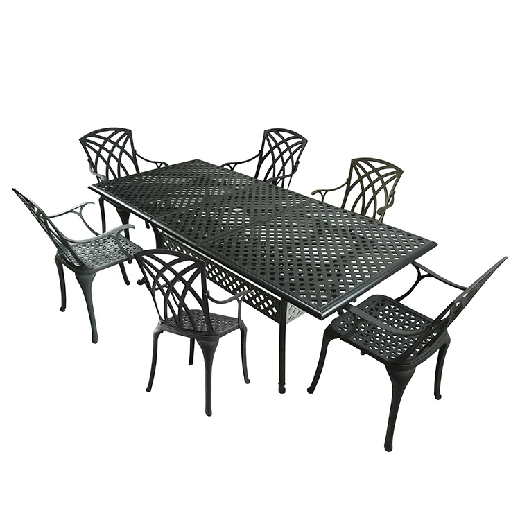 8 Seater Rectangle Cast Aluminum Expandable Table For Garden