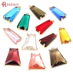 4PCS 18K Gold Color Brass and Glass Ladder Shape Charms Pendants Diy Jewelry Making Necklace Earrings Accessories for Women