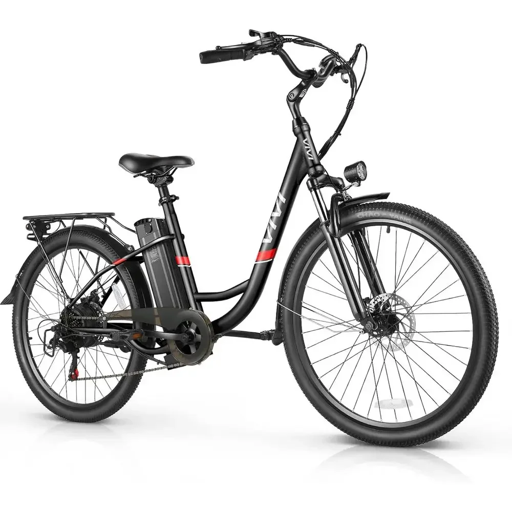 1000W Peak Power 26 48V Removable Battery Electric Cruiser Bike, 22MPH, 7-Speed City Commuter