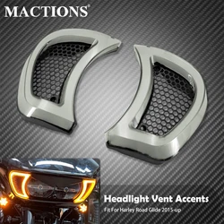 Motorcycle Headlight Vent Accent Turn Signal LED Indicator Side Lights Headlamp For Harley Touring Road Glide FLTRX 2015-Later