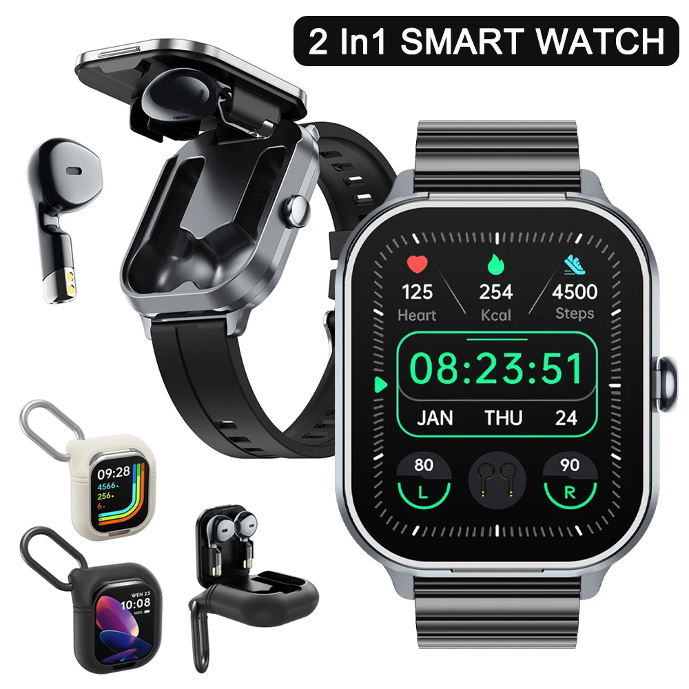 D8Pro Bluetooth Headset Smart Watch Two-in-one Full-screen Touch Bluetooth Call Heart Rate Blood Oxygen Bracelet Headset