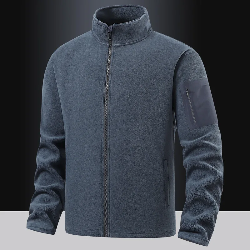 

Men's Zipper Front Fce Lined Stand Collar Cardigan Jaet Warm Autumn Winter Polyester Nylon Cosite Fiber Long Sve