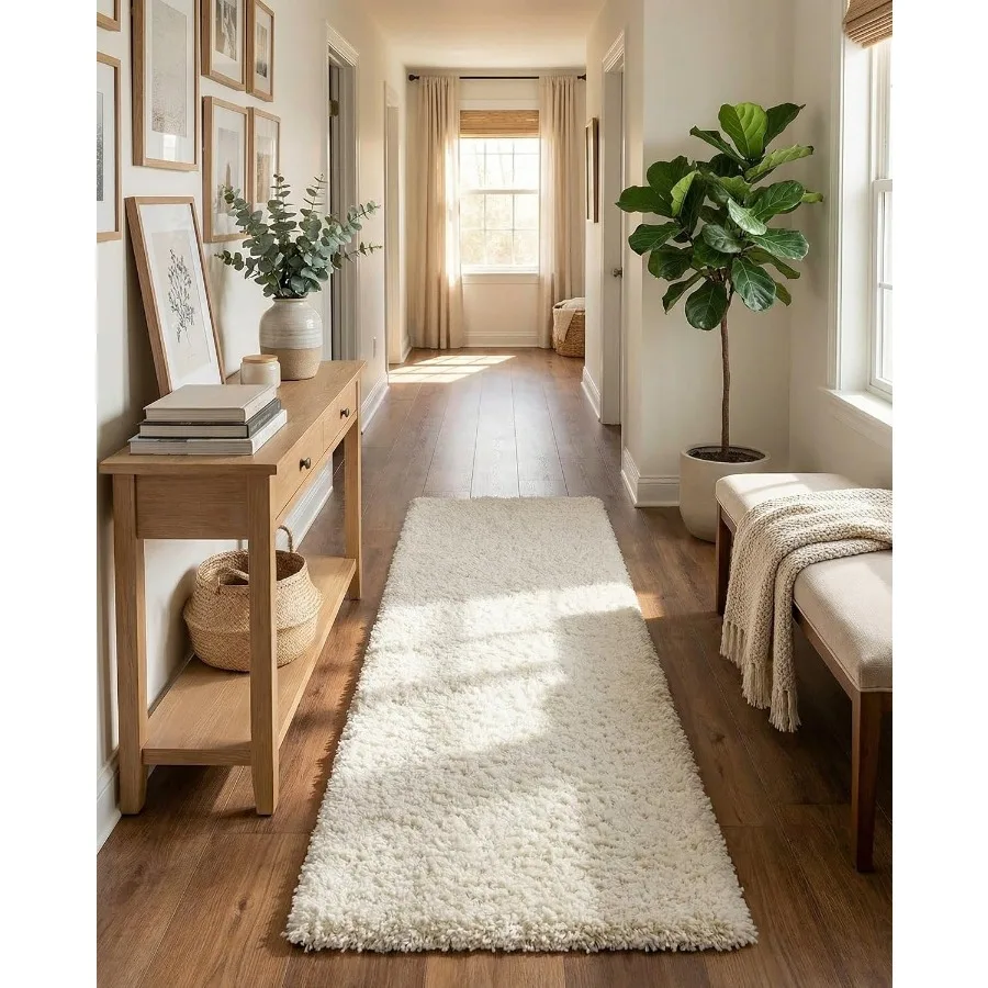 Alfombra de pelo largo y resistente, de 3 metros de largo, ideal como camino para el pasillo, suave y agradable al tacto, perfecta para la habitación de los niños, fácil de limpiar.