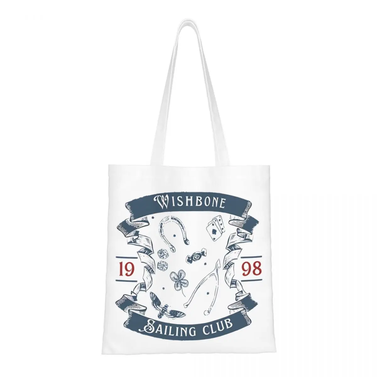 Wishbone Sailing Club 1998 Conan Gray Canvas Tote Bag حقيبة تسوق عصرية ذات سعة كبيرة للنساء حقائب مدرسية