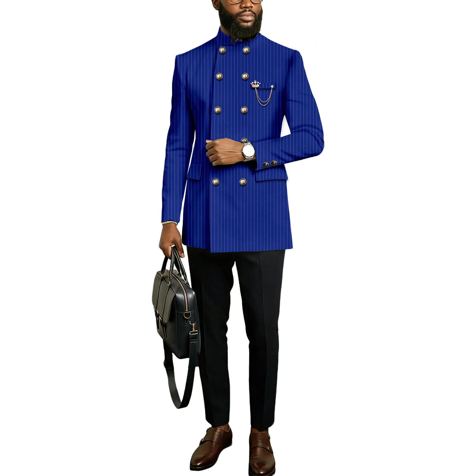 

African Suits for Men Nigerian Clothes Dashiki Jacket and Pant for Party Wedding Slim Fit Outfits Long Sleeve