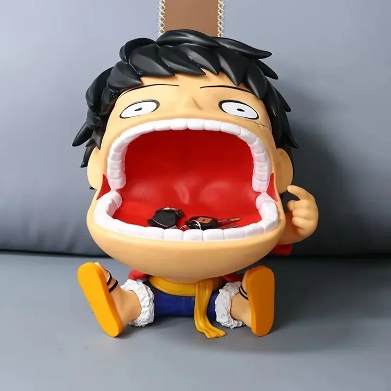 Nova uma peça anime postura sentada boca grande luffy figuras de ação desktop ornamento itens armazenamento modelo boneca presente surpresa