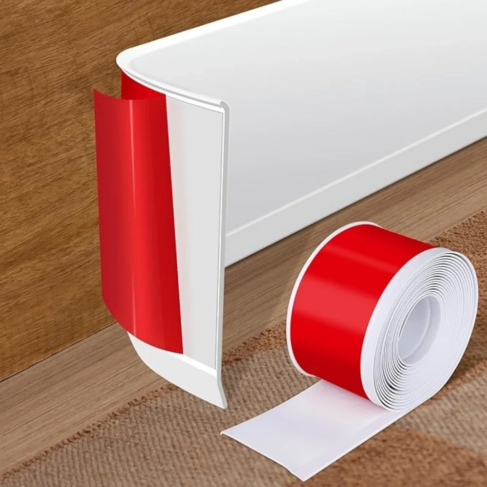 1PC 1MX8CM Flexible PVC Baseboard Molding Trim, Self Adhesive Wall Base, Waterproof Cove Base Trim for Floor and Wall